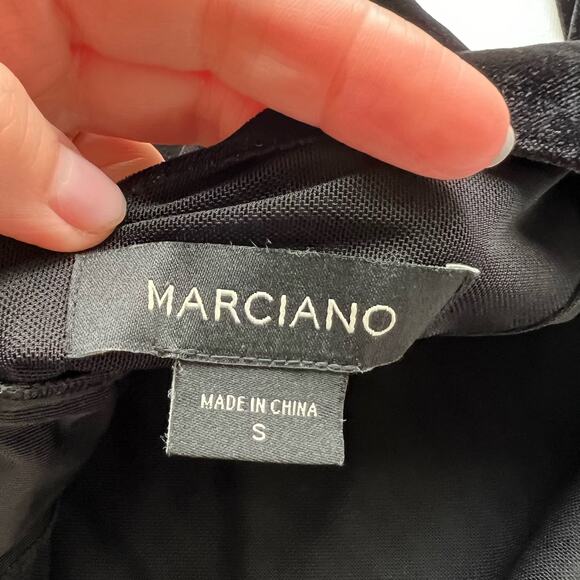 MARCIANO Velvet Corset Lace Up Bodycon Mini Dress Long Sleeve Black Women's S‎ - Picture 9 of 12